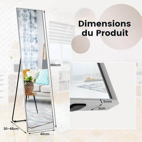 Miroir Sur Pied Rectangulaire-miroir Mural, 40 X 60 Cm, Miroir En Pleine Longueur Argent