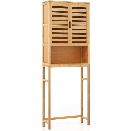 Meuble Wc Au-dessus Des Toilettes En Bambou 3 Niveaux, Rangement Salle De Bain Avec Étagère Réglable