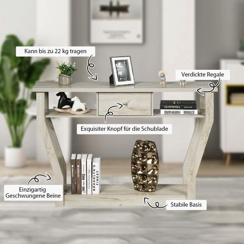 Table Console à Un Tiroir Avec Poignées Et 3 Compartiments Pour Couloir,chambre, 120x30x81,3cm