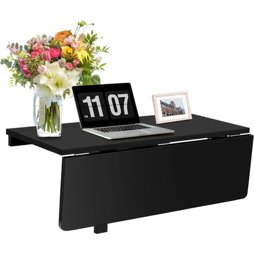 Table Murale Rabattable En Bois De Pin, Table De Cuisin Pliable 80 X 60 X 43 Cm(noir)