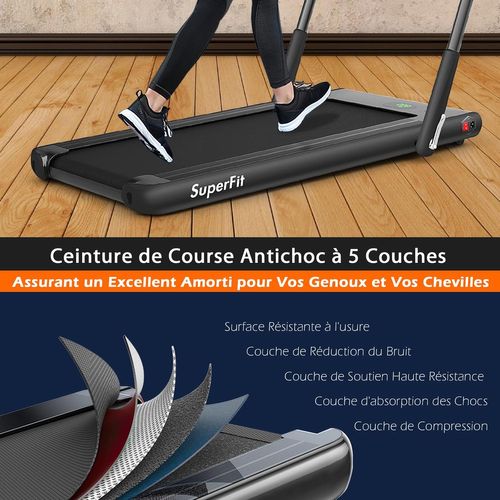 Tapis De Course Pliable 2 En 1/tapis Roulant Électrique Motorisé 1-12 Km/h - Noir