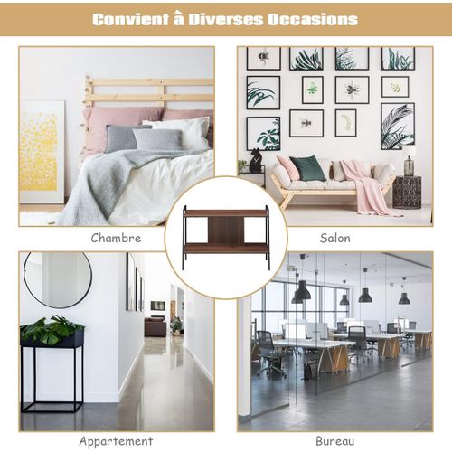 Meuble TV 89 X 43 X 60 Cm à 2 Niveaux, Pour Téléviseurs Jusqu'à 81,2 Cm, Charge 35 Kg, Noyer