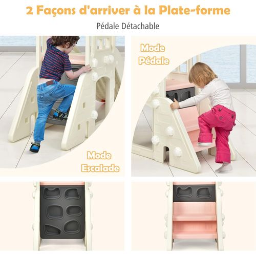 6 En 1 Toboggan Enfants Avec Glisse 140cm et Panier De Basketball, Enfants 3-8 Ans,‎‎orange