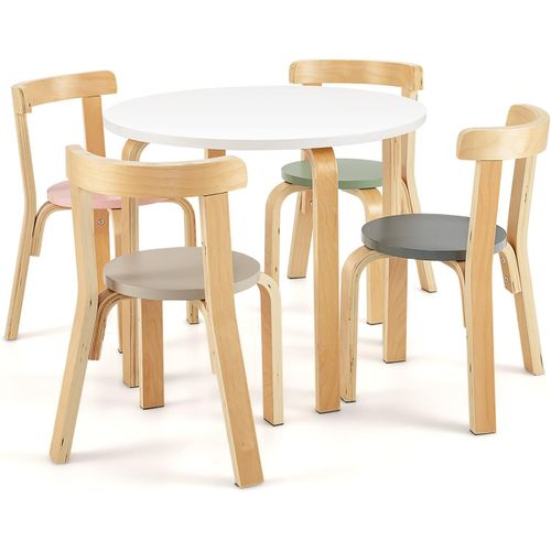 Table D'enfant Ronde Avec 4 Chaises Pour Enfants 4 Ans +, Style Scandinave, Esemble Table Et Chaise