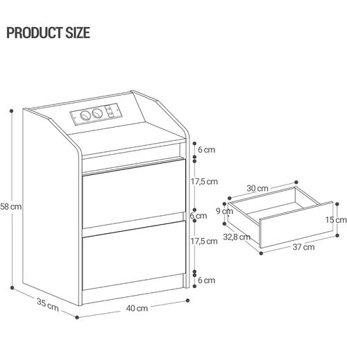 Tables De Chevet Avec Lumières LED,table D'appoint Avec Ports USB Et Prises Électriques, Noir