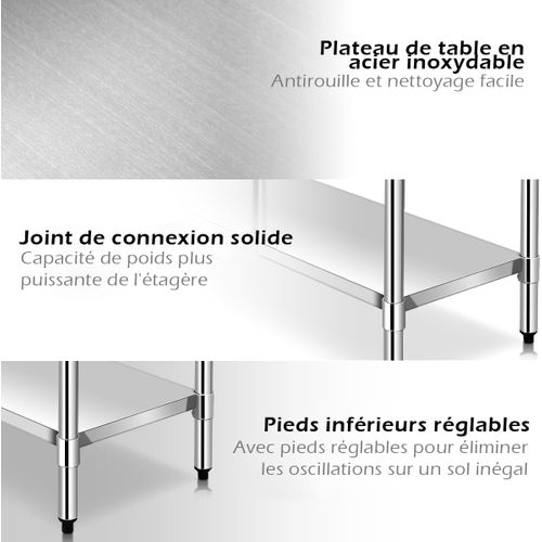 Table De Travail Inoxydable Table De Préparation De Charge Maximale: 200 Kg 92x61x90cm