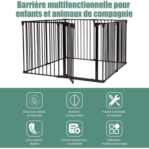 Barrière De Sécurité Pour Bébé, Animaux Enfant Grille De Protection 500x74,5cm, Noir