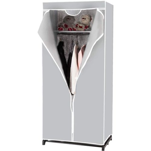 Armoire De Rangement Penderie En Tissu 1 Etagère Portable 75x50x170cm Gris