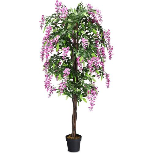 Arbre Artificiel Plante Artificielle En Pot Avec Fausses Fleurs Roses, Wisteria 180cm