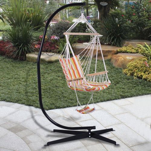 Support De Hamac Support Pour Fauteuil Suspendu Charge Max. 150 Kg Hauteur 210 Cm Noir