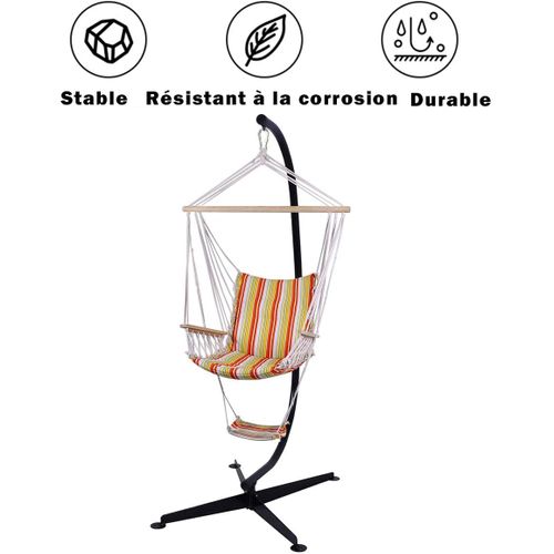 Support De Hamac Support Pour Fauteuil Suspendu Charge Max. 150 Kg Hauteur 210 Cm Noir