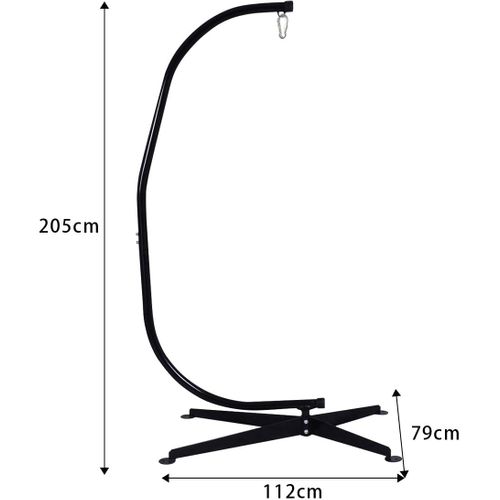 Support De Hamac Support Pour Fauteuil Suspendu Charge Max. 150 Kg Hauteur 210 Cm Noir