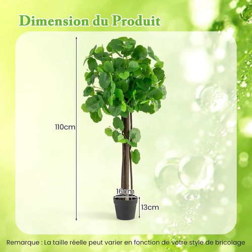Arbre Artificiel De Pommier Crabe 110 Cm, Fausse Plante En Pot Rempli De Ciment