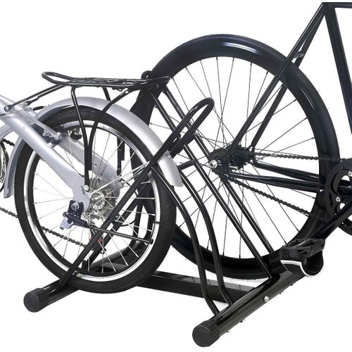 Râtelier 2 Vélos, Range Vélo Parking Vélo En Acier Pour Support Au Sol , 60x53x56cm Noir