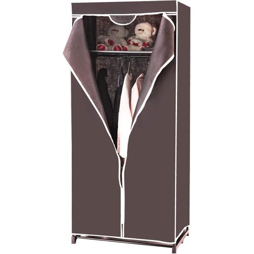 Armoire De Rangement Penderie En Tissu 1 Etagère Portable 75x50x170cm Noir