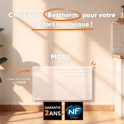 Radiateur Électrique Fixe à Inertie Sèche Fonte 1500w Motu Horizontal Blanc