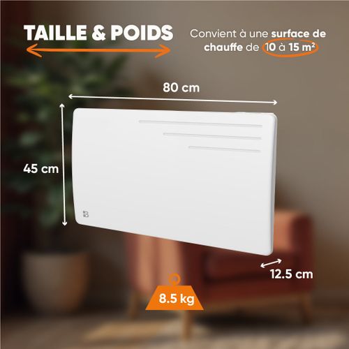 Radiateur Électrique Fixe à Inertie Sèche Fonte 1500w Motu Horizontal Blanc