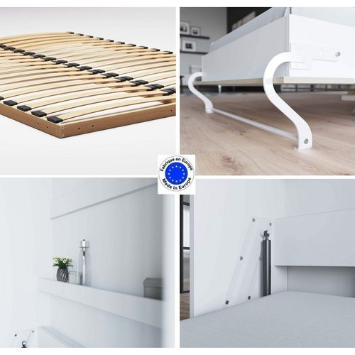 Lit Escamotable +2 Placards V 120x200+(50x2)cm Standard Blanc /chêne Sonoma