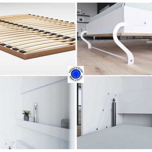 Lit Escamotable +2 Placards V 120x200+(50x2)cm Standard Blanc/chêne Sauvage