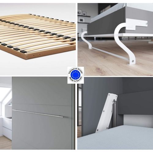 Lit Escamotable +2 Placards V 120x200+(50x2)cm Standard Anthracite/anthracite