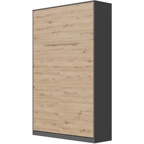 Lit Escamotable +2 Placards V 120x200+(50x2)cm Standard Anthracite/chêne Sauvage