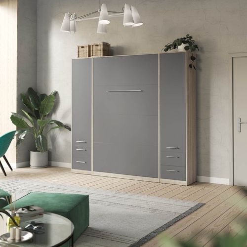 Lit Escamotable +2 Placards V 120x200+(50x2)cm Standard Chêne Sonoma/anthracite