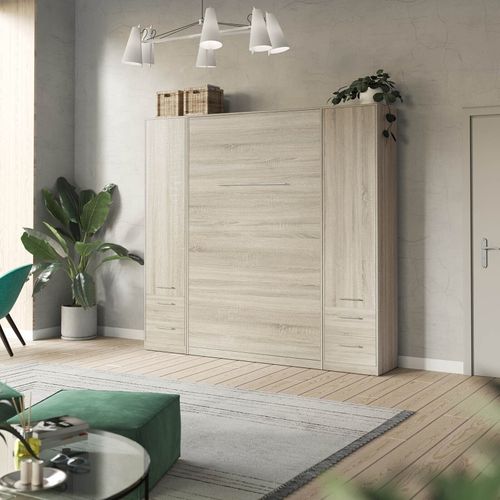 Lit Escamotable +2 Placards V 120x200+(50x2)cm Standard Chêne Sonoma /chêne Sonoma