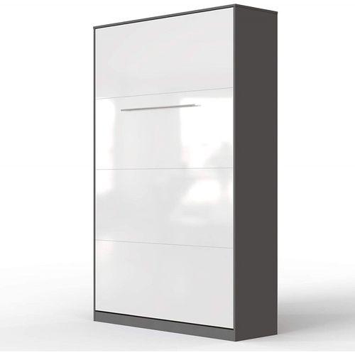 Lit Escamotable +2 Placards V 120x200+(50x2)cm Standard Anthracite/blanc Brillant