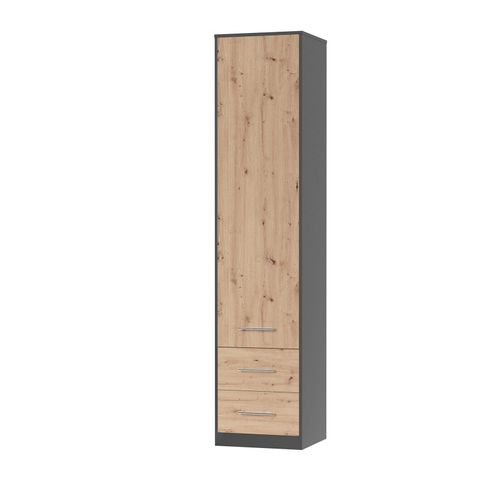 Lit Escamotable +2 Placards V 140x200+(50x2)cm Standard Anthracite/chêne Sauvage