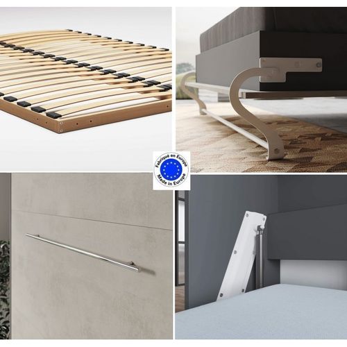 Lit Escamotable +2 Placards V 140x200+(50x2)cm Standard Anthracite/béton