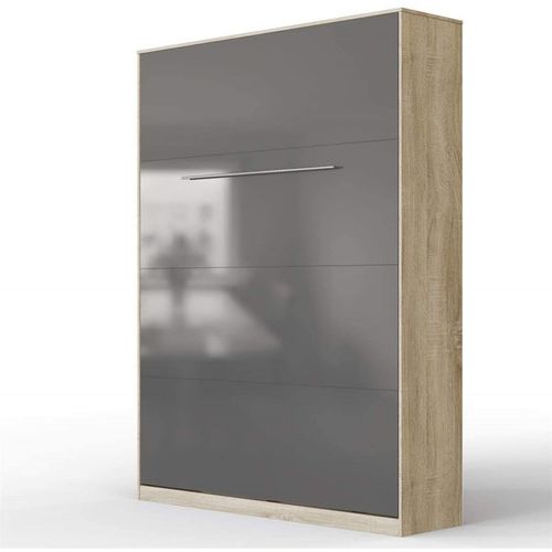 Lit Escamotable +2 Placards V 140x200+(50x2)cm Standard Chêne Sonoma/anthracite Brillant
