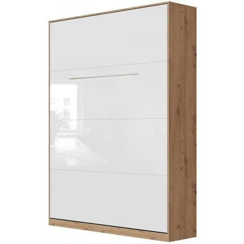 Lit Escamotable +2 Placards V 140x200+(50x2)cm Standard Chêne Sauvage/blanc Brillant