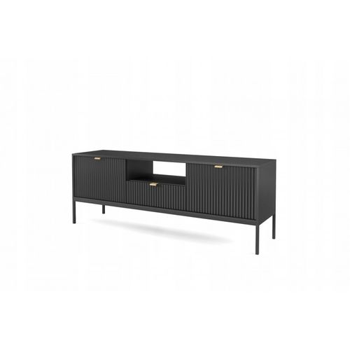 Meuble TV Noir 154x56x39cm Noemie Meuble Hi-fi Commode TV Sur Pied
