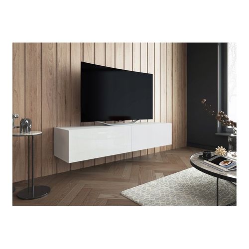 Meuble TV Blanc Brillant 150x30x40 Cm Slika à Suspendre Meuble Hi-fi Luxueux Sideboeard Commode