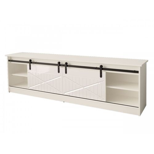 Meuble TV 200x57x35 Cm Blanc Brillant Grange Meuble Hi-fi Luxueux Sideboeard à Poser