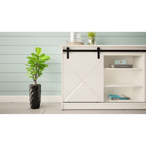 Buffet Rangement Universel Blanc 160x81x35cm Grange Porte Coulissante