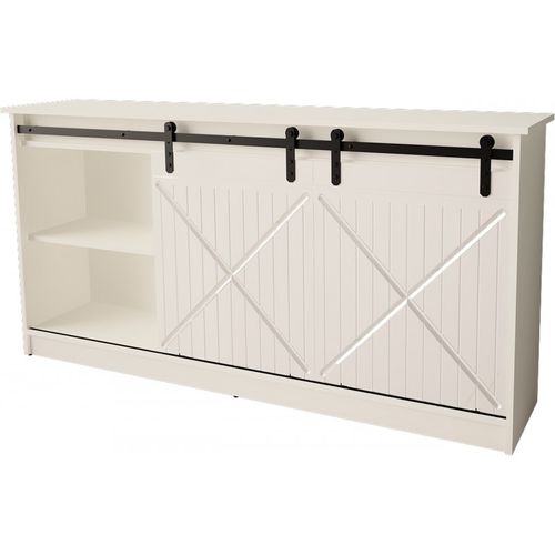 Buffet Rangement Universel Blanc 160x81x35cm Grange Porte Coulissante