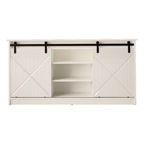 Buffet Rangement Universel Blanc 160x81x35cm Grange Porte Coulissante