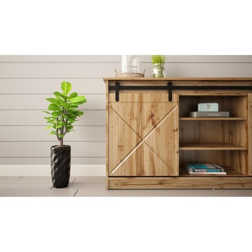 Buffet Rangement Meuble Universel Couleur Chêne Wotan 160x81x35cm Grange Porte Coulissante