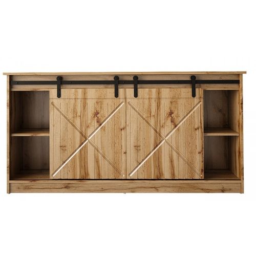 Buffet Rangement Meuble Universel Couleur Chêne Wotan 160x81x35cm Grange Porte Coulissante