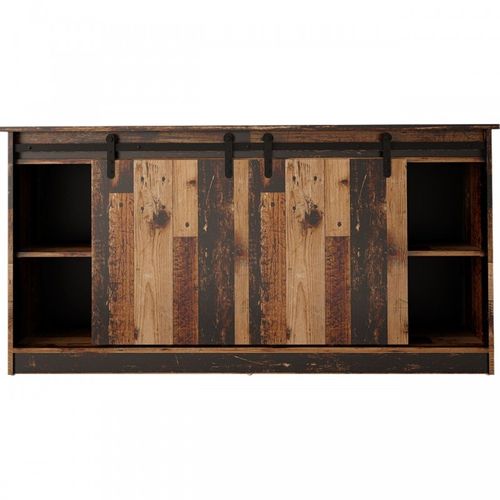 Buffet Rangement Universel Couleur Vieux Bois 160x81x35cm Grange Porte Coulissante