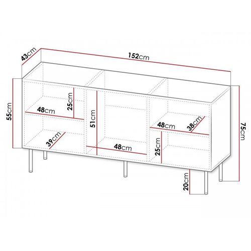 Commode De Rangement Meuble Universel 152x75x43cm Sur Pied Blanc Mat Hoti