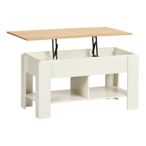 Urban Meuble Table basse relevable effet bois et blanc 96x50 cm