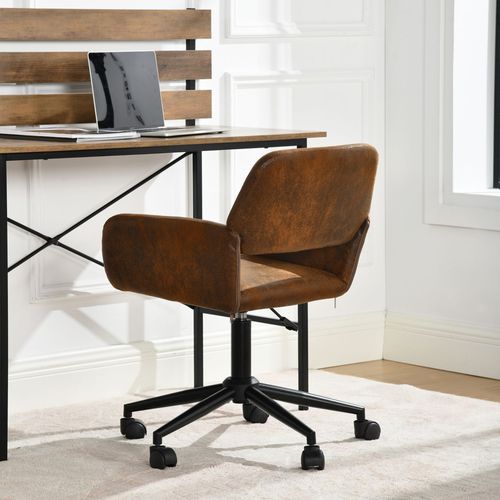 Chaise De Bureau Vintage En Tissu Suède Réglable Et 5 Roulettes