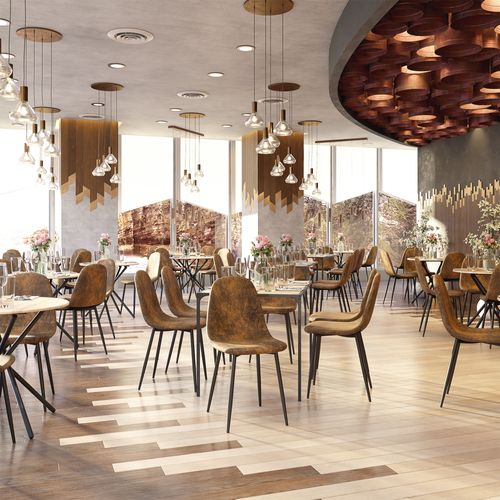 Lot De 4 Chaises Scandinave Retro Marron Suede Salle à Manger Salon Bureau Chambre Vintage