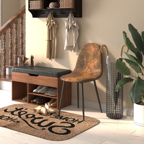 Lot De 4 Chaises Scandinave Retro Marron Suede Salle à Manger Salon Bureau Chambre Vintage