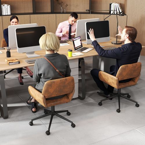 Chaise De Bureau Vintage En Tissu Suède Réglable Et 5 Roulettes