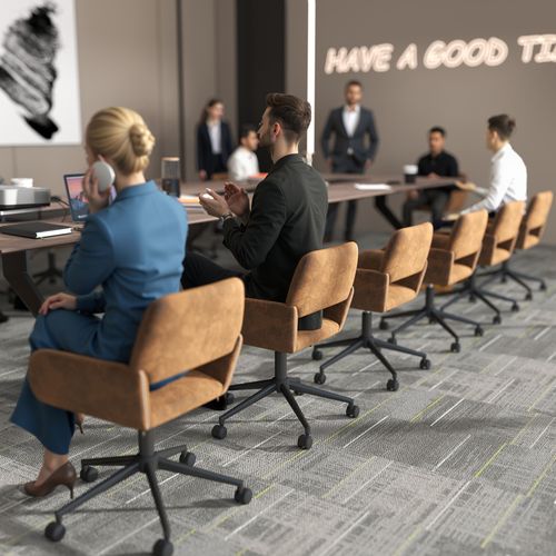 Chaise De Bureau Vintage En Tissu Suède Réglable Et 5 Roulettes