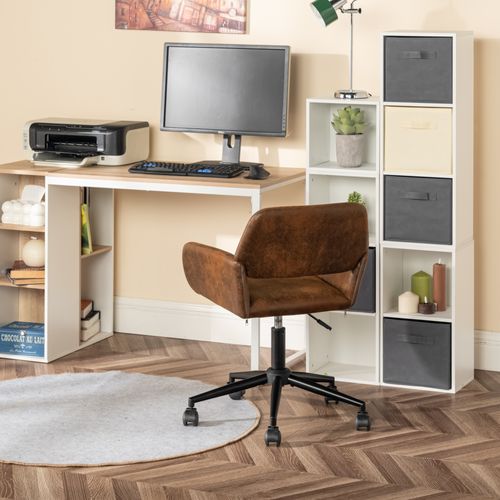 Chaise De Bureau Vintage En Tissu Suède Réglable Et 5 Roulettes