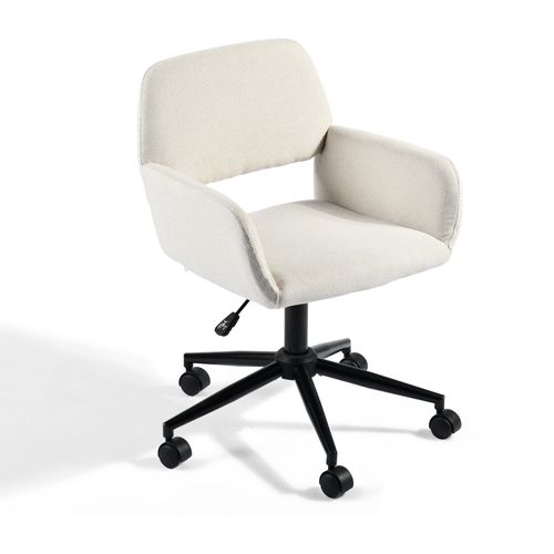 Chaise De Bureau Ergonomique Réglable, Design Moderne Avec Roulettes, Tissu Confortable Beige.